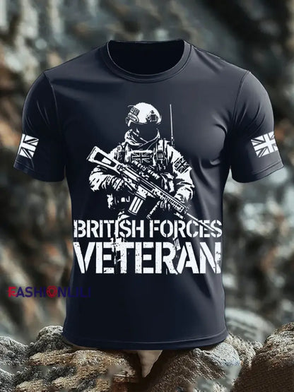 Men’s British Veteran short sleeves t shirt Navy Blue / S