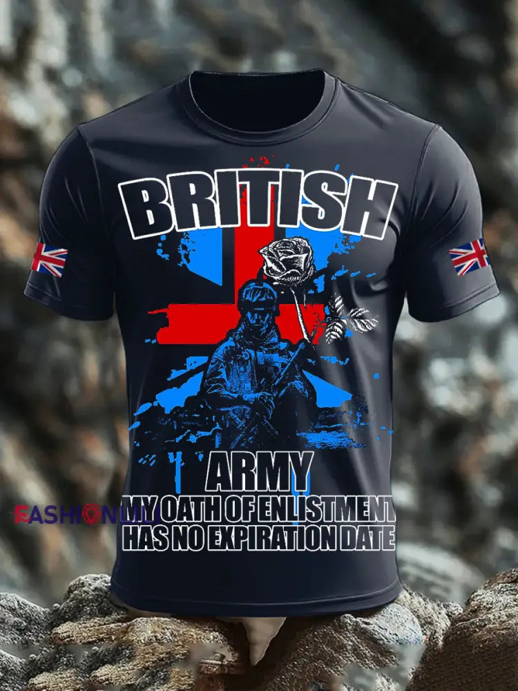 Men’s British Veteran short sleeves t shirt Navy Blue / S