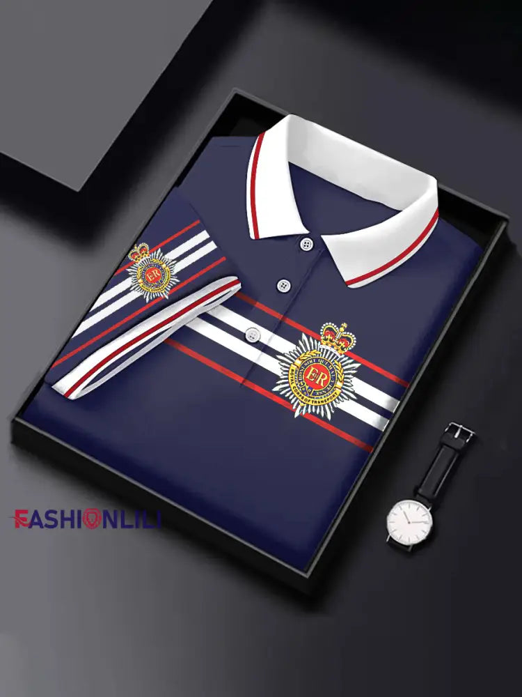 Men’s Business Style Badge Top Dark Blue / S