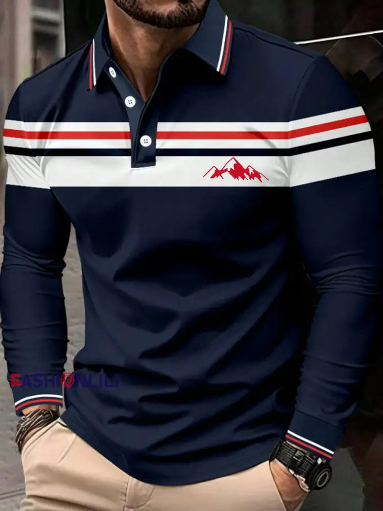 Men’s Business Style Outdoor Leisure Sports Mountaineering Long Sleeve Tops As picture / S