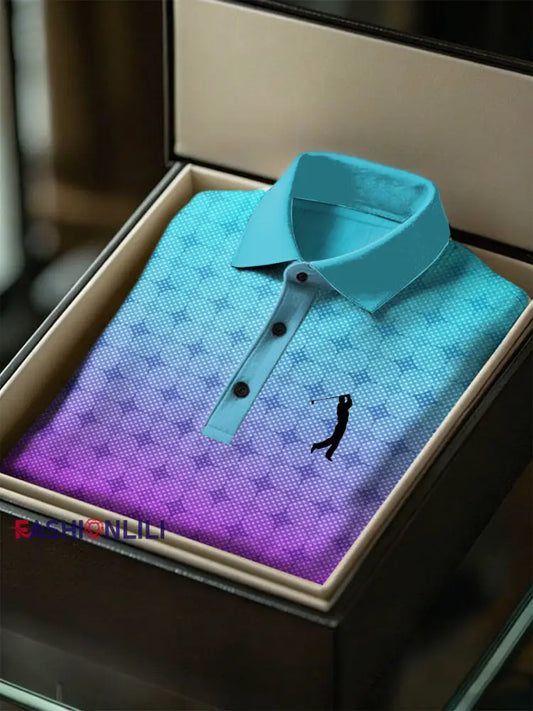 Men’s Business Style Polo Collar Casual Short Sleeved Shirt Blue / S