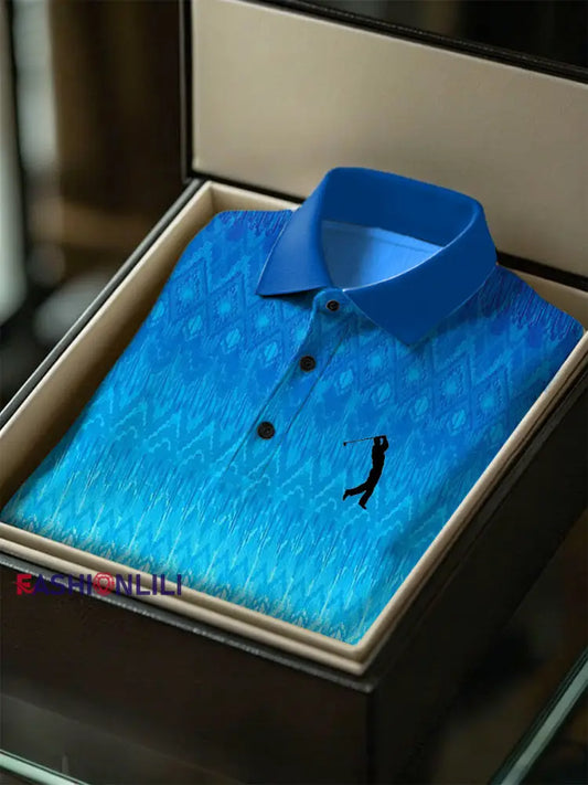 Men’s Business Style Polo Collar Casual Short Sleeved Shirt Blue / S