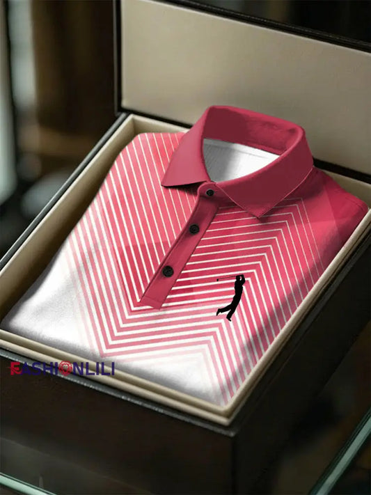 Men’s Business Style Polo Collar Casual Short Sleeved Shirt Red / S