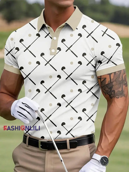Men’s Button Up Business Casual Golf Short Sleeve Shirt White / S