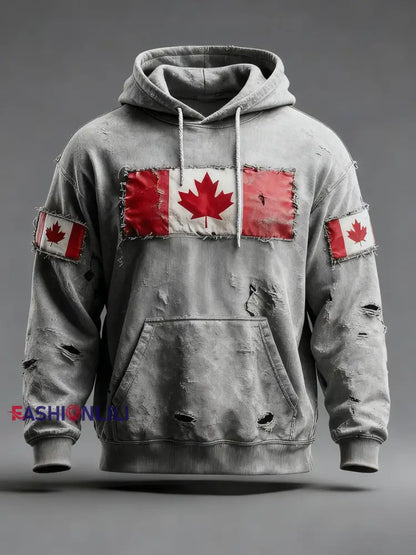 Men’s Canada Print Casual Hoodie Gray / S