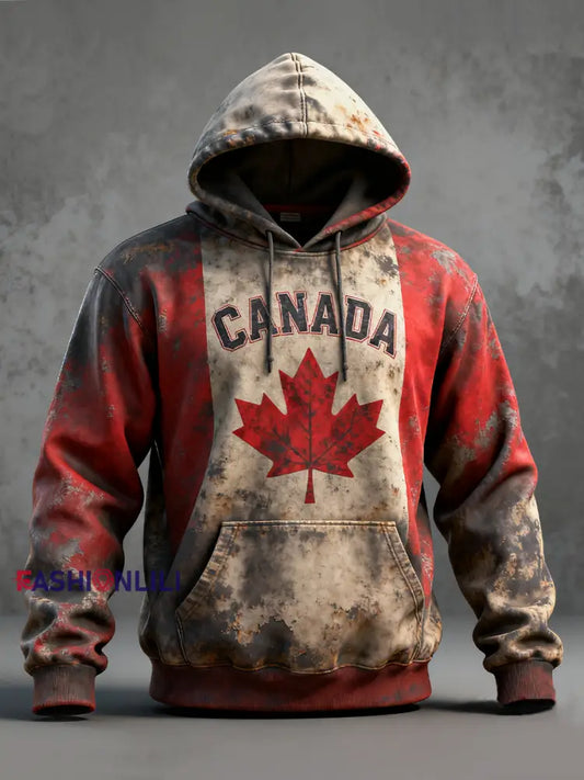 Men’s Canada Print Casual Hoodie Red / S