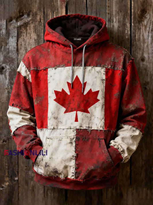 Men’s Canada Print Casual Hoodie Red / S