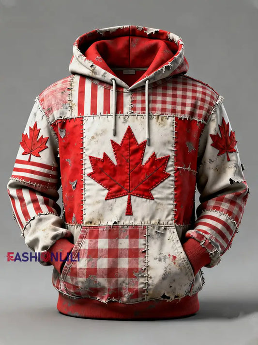 Men’s Canada Print Casual Hoodie Red / S