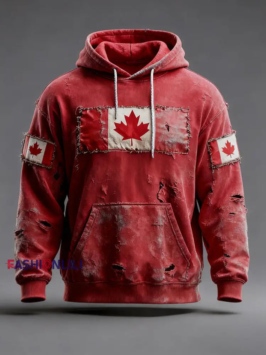Men’s Canada Print Casual Hoodie Red / S