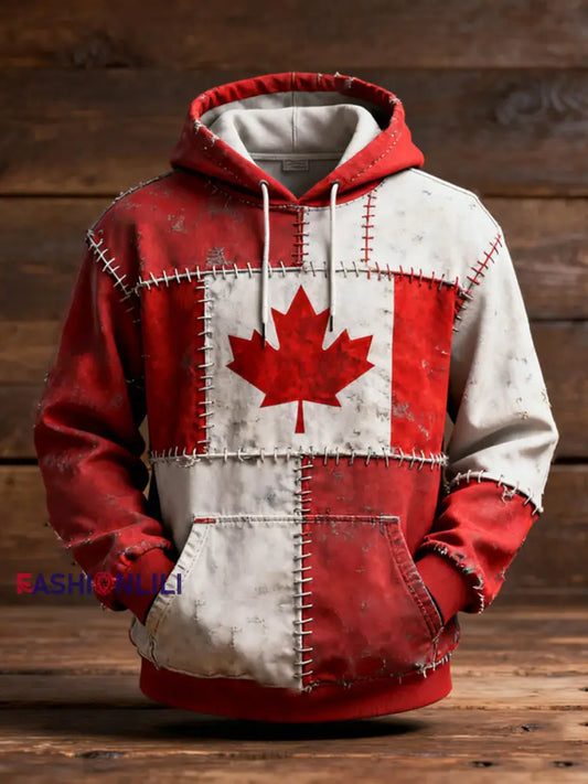 Men’s Canada Print Casual Hoodie Red / S