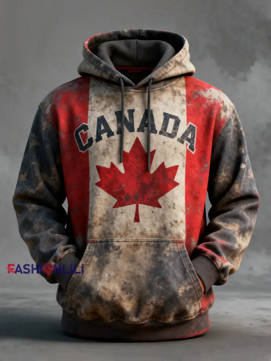 Men’s Canada Print Casual Hoodie Red / S