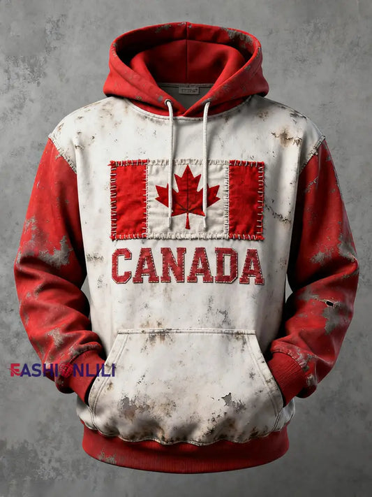 Men’s Canada Print Casual Hoodie Red / S