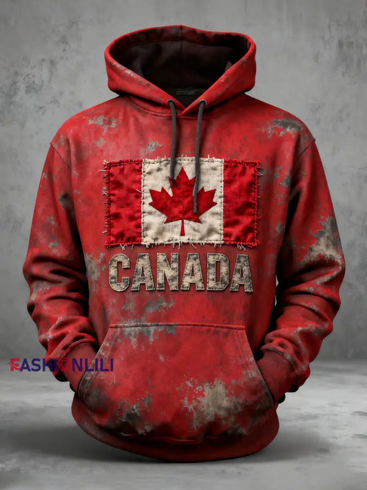 Men’s Canada Print Casual Hoodie Red / S