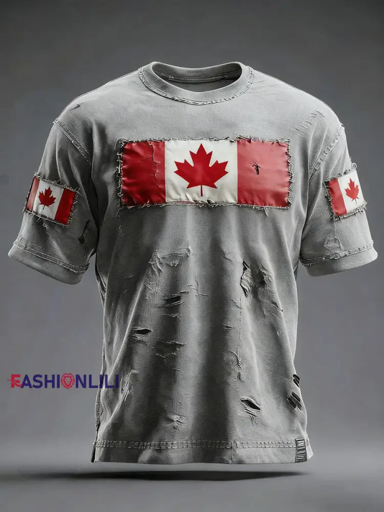 Men’s Canada Print Casual T-shirt Gray / S