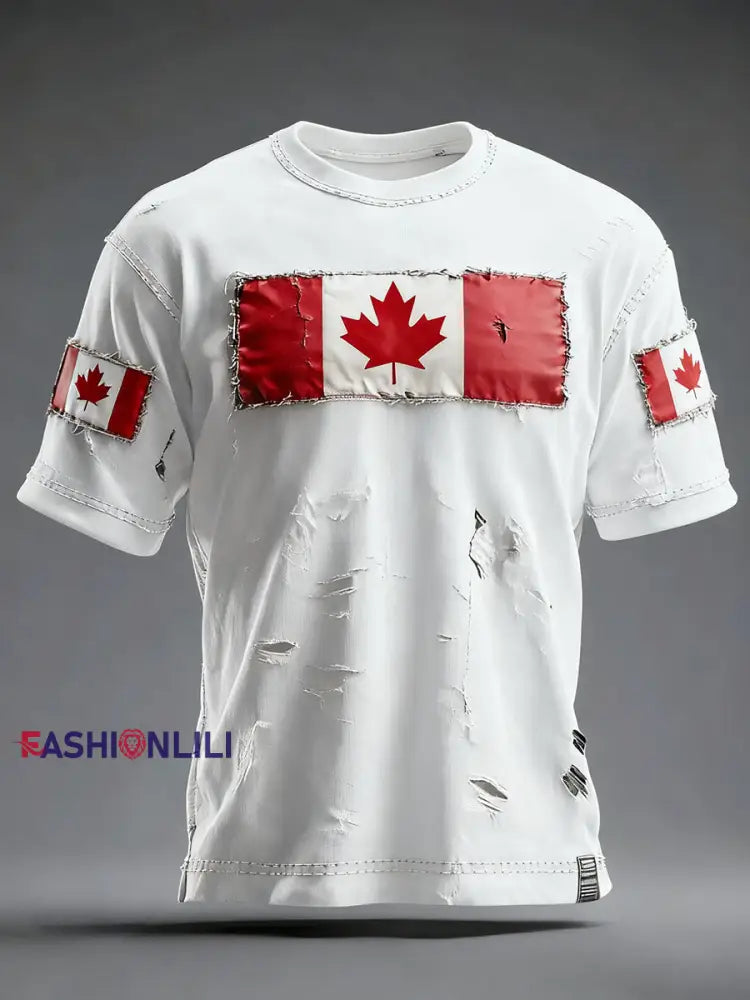 Men’s Canada Print Casual T-shirt White / S