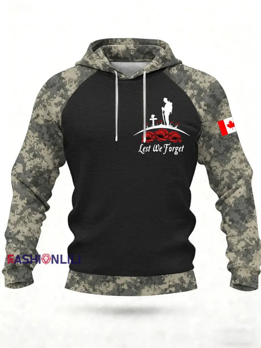 Men’s CANADA Printed Casual Hoodie Black / S
