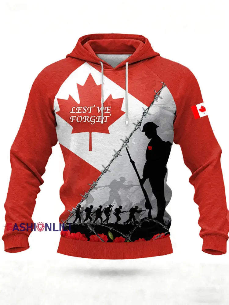 Men’s CANADA Printed Casual Hoodie Red / S