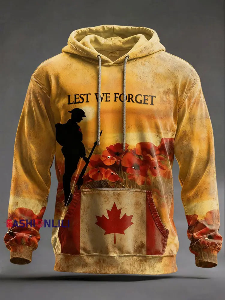 Men’s Canadian Remembrance Day Printed Casual Hoodie As picture / S