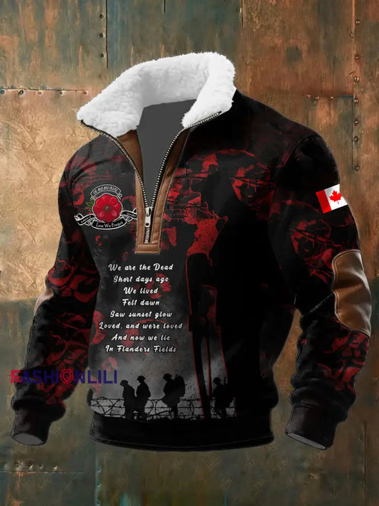 Men’s Canadian Remembrance Day Printed Casual Top As picture / S