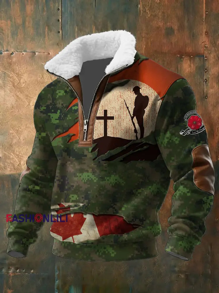 Men’s Canadian Remembrance Day Printed Casual Top As picture / S