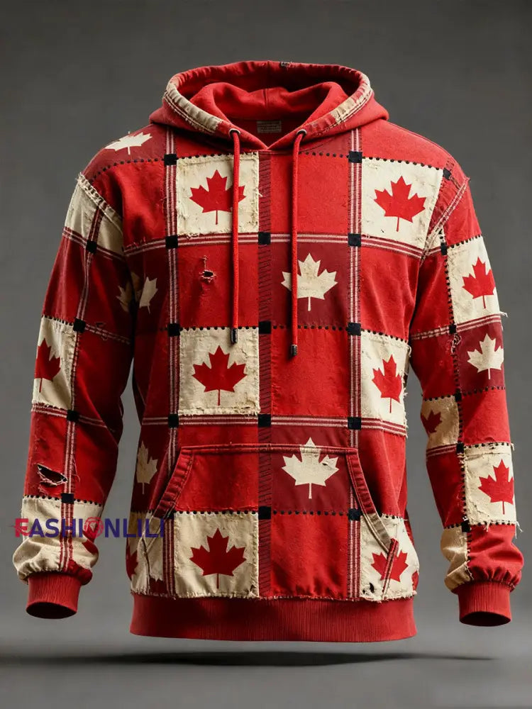 Men’s Canadian Vintage Maple Leaf Hoodies Red / S