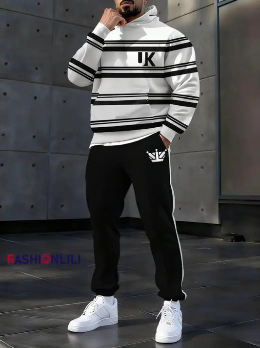 Men’s Casual Hoodie And Pants Set As picture / S