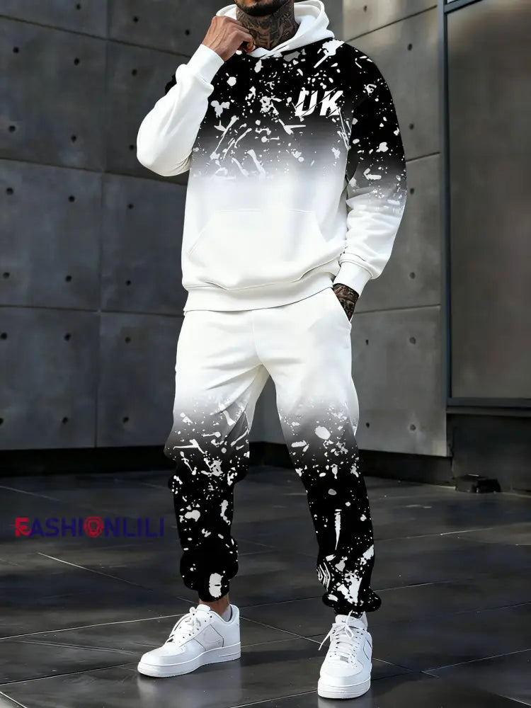 Men’s Casual Hoodie And Pants Set Black / S