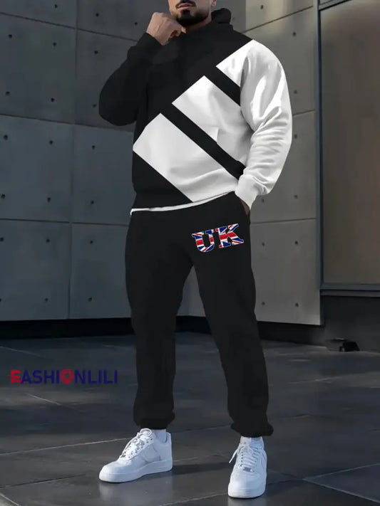 Men’s Casual Hoodie And Pants Set Black / S