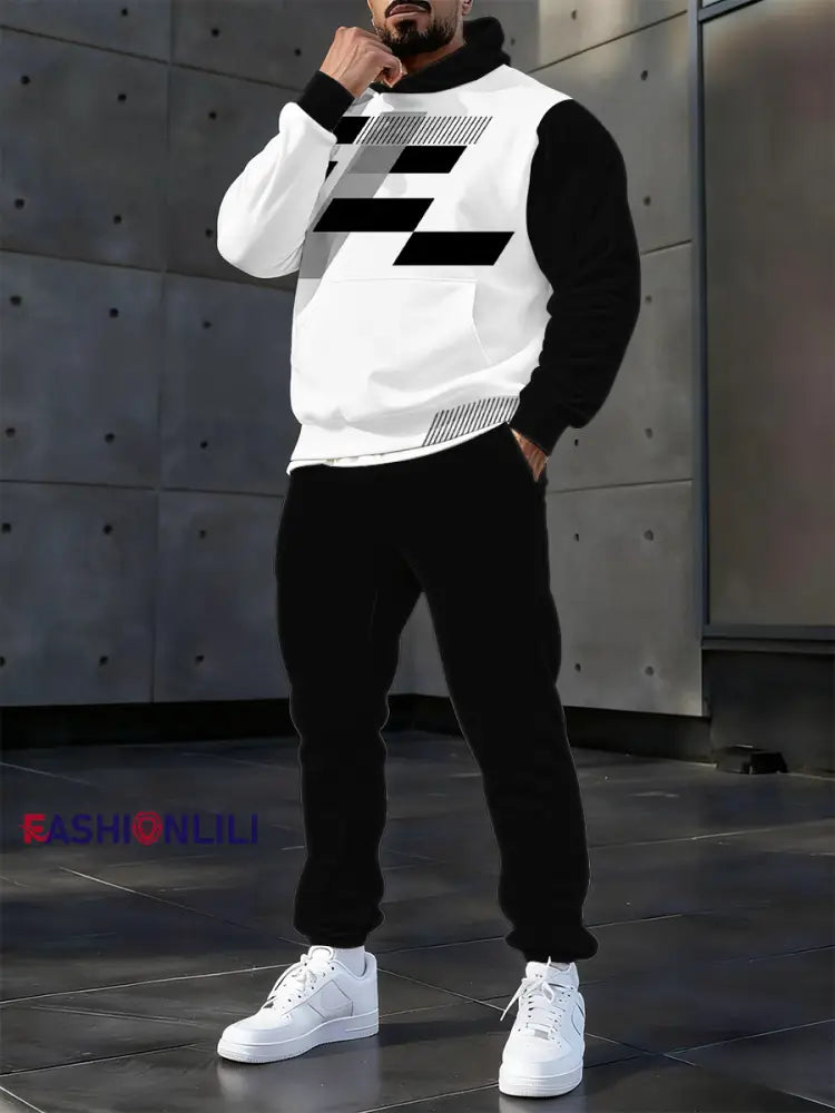 Men’s Casual Hoodie And Pants Set Black / S