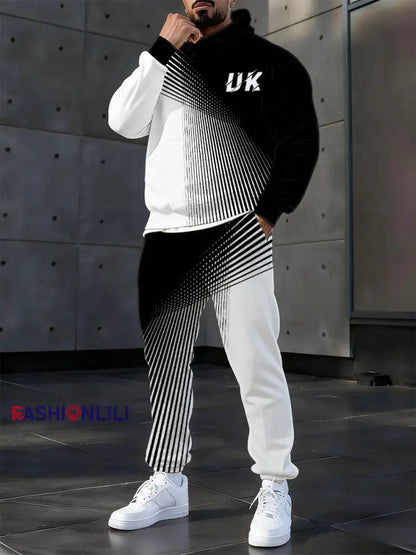 Men’s Casual Hoodie And Pants Set Black / S