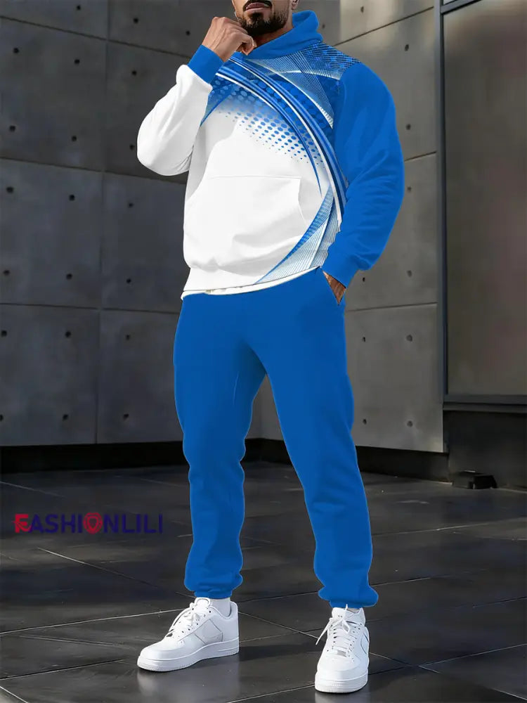 Men’s Casual Hoodie And Pants Set Blue / S
