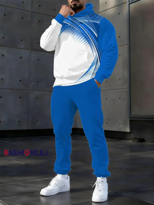 Men’s Casual Hoodie And Pants Set Blue / S