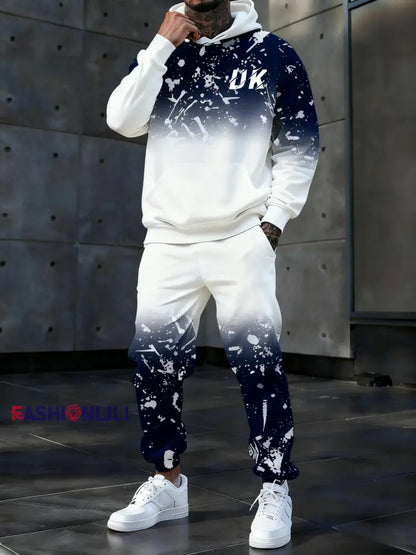 Men’s Casual Hoodie And Pants Set Navy Blue / S