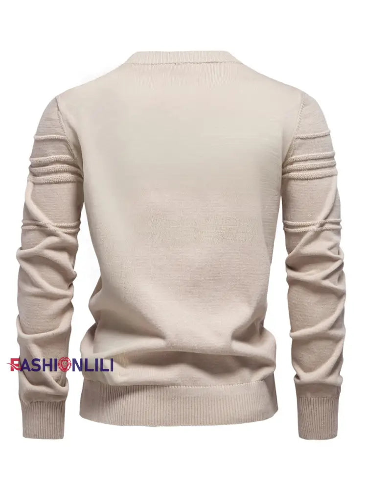 Men’s Casual Solid Color Knitted Sweater