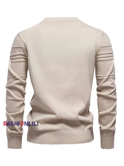 Men’s Casual Solid Color Knitted Sweater