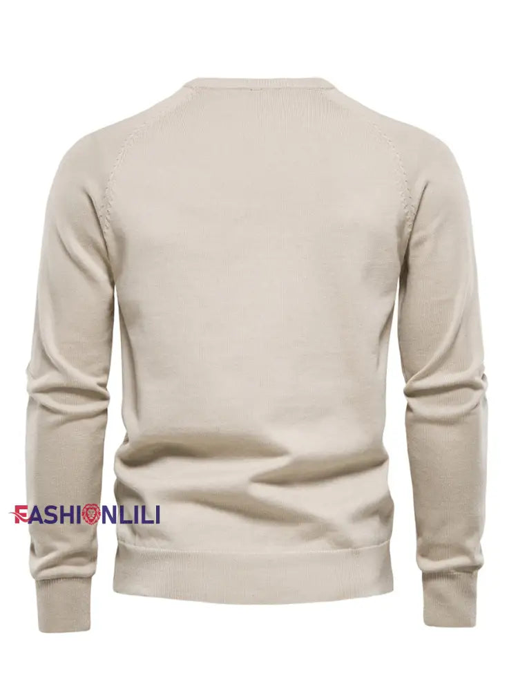 Men’s Casual Solid Color Knitted Sweater