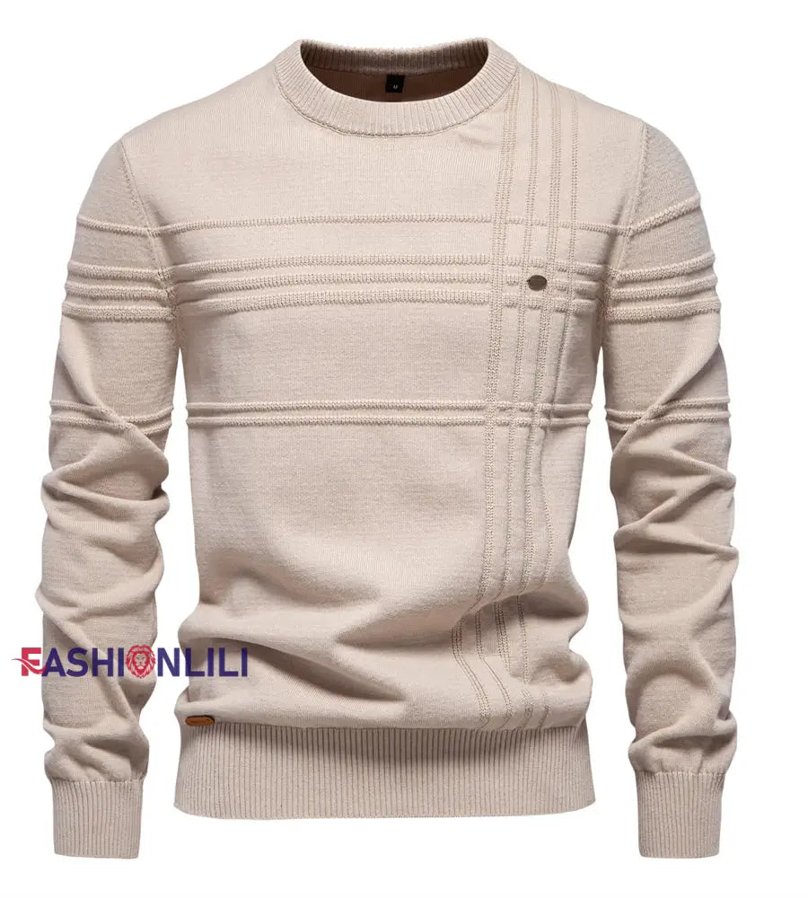 Men’s Casual Solid Color Knitted Sweater