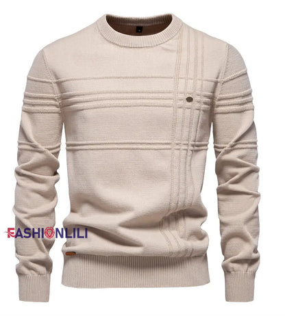 Men’s Casual Solid Color Knitted Sweater