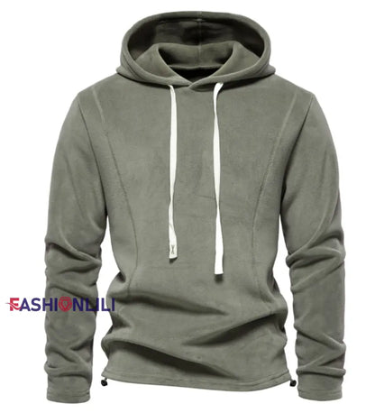 Men’s Casual Solid Color Polar Fleece Hoodie