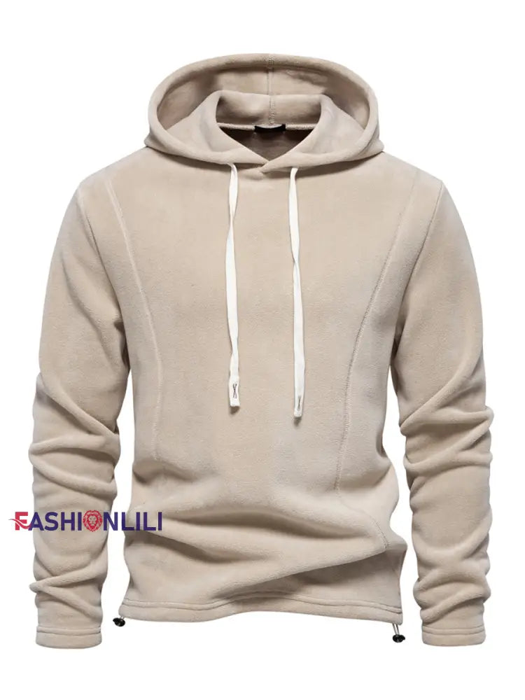 Men’s Casual Solid Color Polar Fleece Hoodie