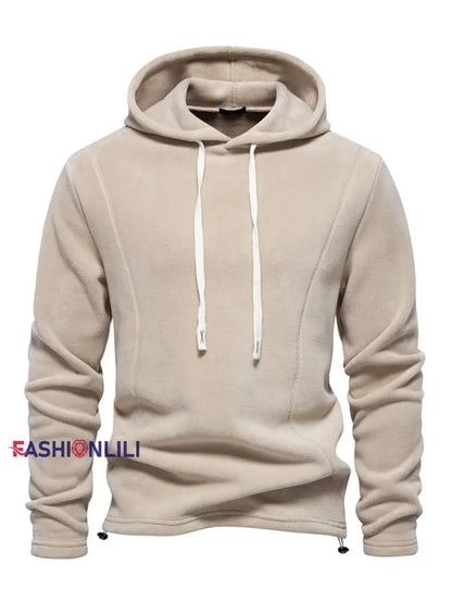 Men’s Casual Solid Color Polar Fleece Hoodie