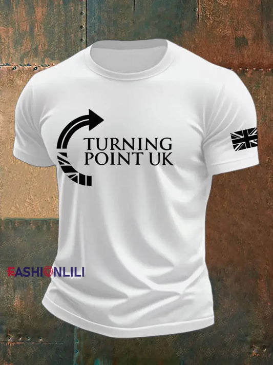Men’s Charlie Kirk Turning Point imitation cotton short-sleeved T-shirt White / S
