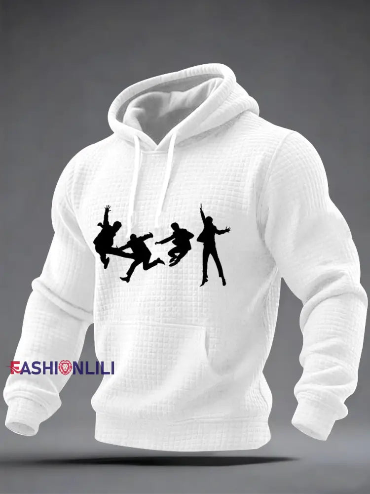 Men’s Classic Legendary Rock Band Print Gift For Fans Casual Checkered Hoodie White / S