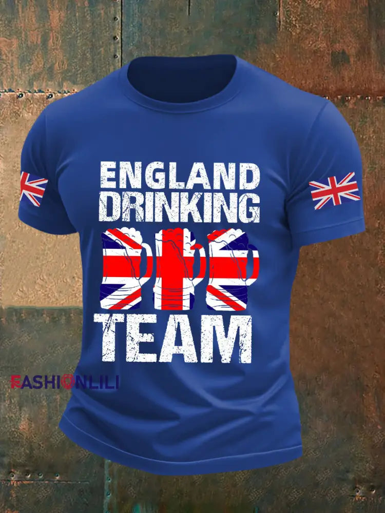 Men’s England Drinking Team Casual Printed T-shirt Royal Blue / S