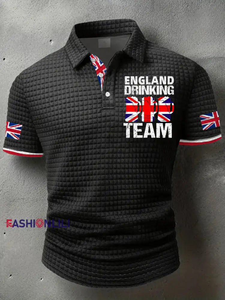 Men’s England Drinking Team Printed Casual Tops Black / S