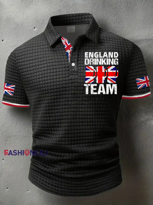 Men’s England Drinking Team Printed Casual Tops Black / S