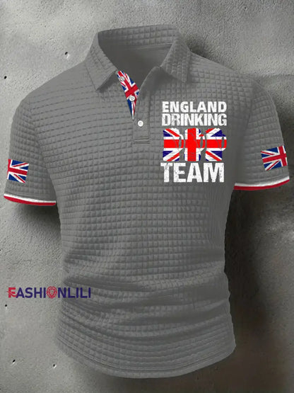 Men’s England Drinking Team Printed Casual Tops Gray / S