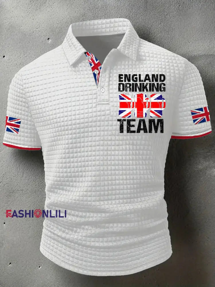 Men’s England Drinking Team Printed Casual Tops White / S