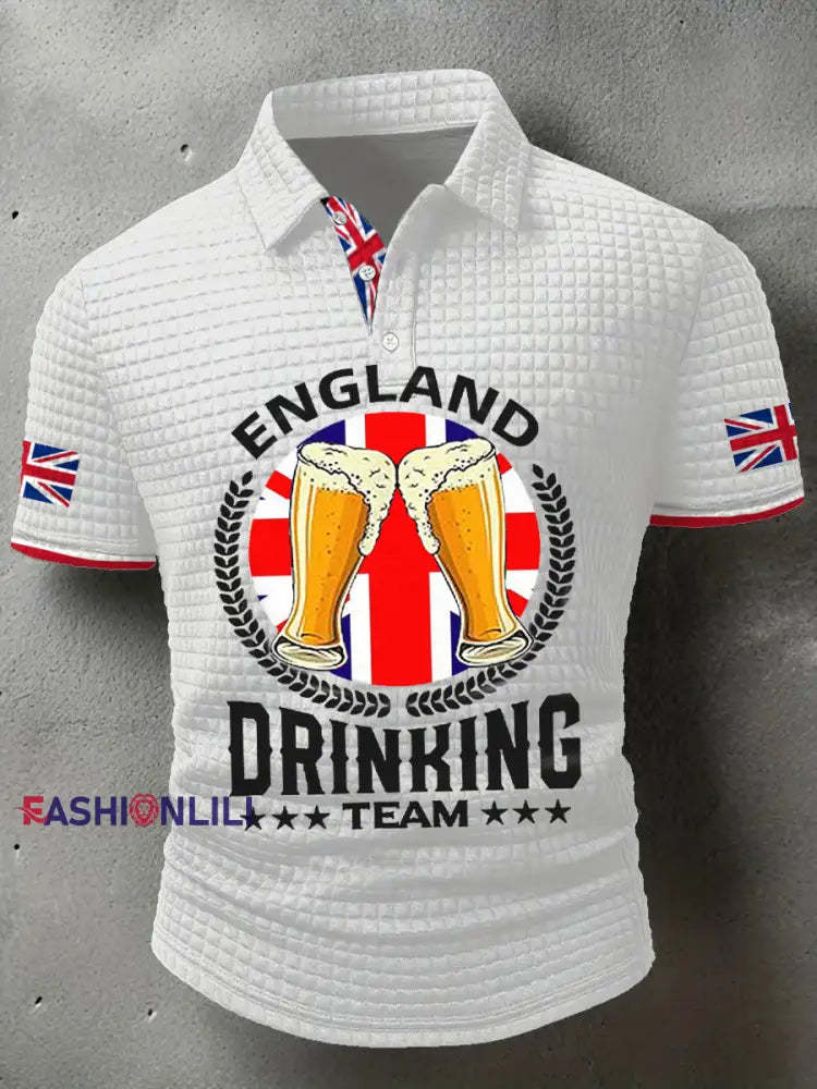 Men’s England Drinking Team Printed Casual Tops White / S