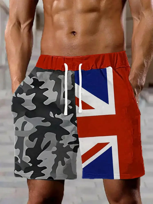 Men’s England Flag Print Casual Pants Red / S